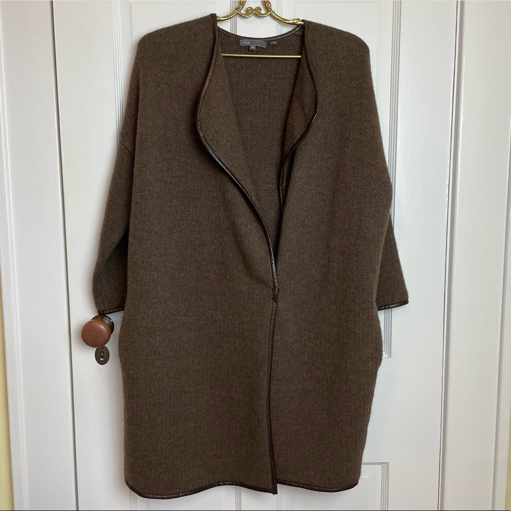 Vince Oversized Sweater Jacket Brown XS Wool Yak Alpaca Cashmere Cardigan